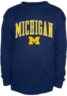 Mens Navy Blue Michigan Wolverines Thermal Design Big and Tall Long Sleeve T-Shirt