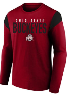 Ohio State Buckeyes Mens Red Contrast Big and Tall Long Sleeve T-Shirt