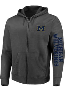 Mens Grey Michigan Wolverines Fleece Big and Tall Zip Sweatshirt