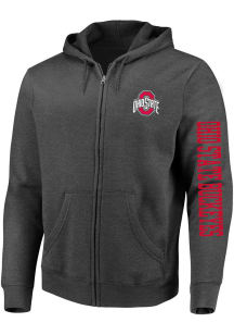 Mens Grey Ohio State Buckeyes Fleece Big and Tall Zip Sweatshirt