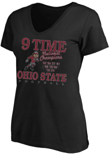 Womens Black Ohio State Buckeyes 2024 Football National Champions Plus Size T-Shirt