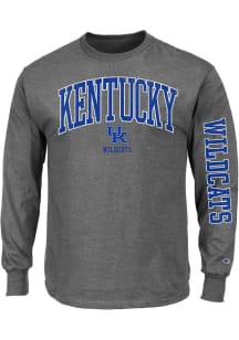 Kentucky Wildcats Mens Charcoal Arch Mascot Sleeve Hit Big and Tall Long Sleeve T-Shirt