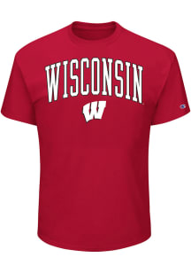 Wisconsin Badgers Mens Red Arch Mascot Big and Tall T-Shirt