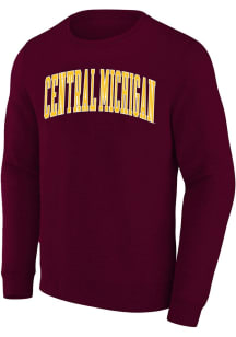 Central Michigan Chippewas Mens Maroon Arch Name Twill Big and Tall Crew Sweatshirt