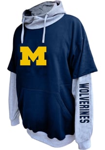 Mens Blue Michigan Wolverines Sleeve Print Big and Tall Hooded Sweatshirt