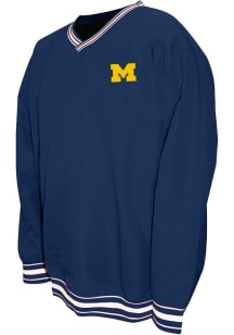 Mens Blue Michigan Wolverines V-Neck Mesh Lined Big and Tall Pullover Jacket