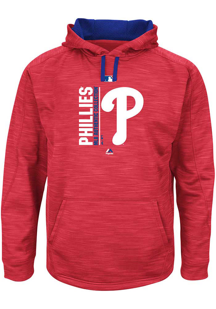 Philadelphia Phillies Mens Red On-Field Tech Big and Tall Hooded Sweatshirt