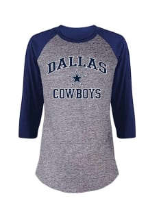 Dallas Cowboys Womens Navy Blue Contrast Raglan Long Sleeve Plus Size T-Shirt