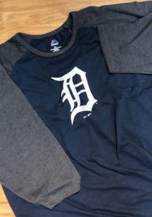 Detroit Tigers Mens Black Wordmark Big and Tall Long Sleeve T-Shirt