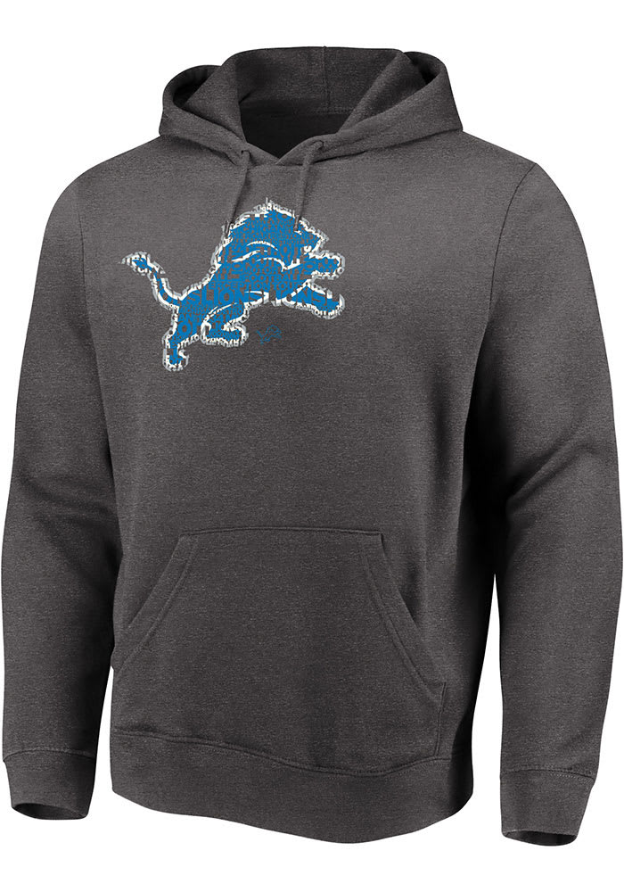 Detroit Lions Mens Charcoal Team Big and Tall Hooded Sweatshirt
