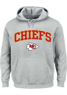 Kansas City Chiefs Mens Grey Arched Wordmark Big and Tall Hooded Sweatshirt