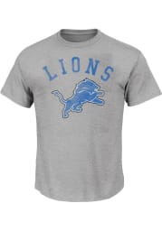 Detroit Lions Mens Grey Arched Wordmark Big and Tall T-Shirt
