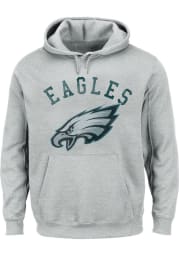 Philadelphia Eagles Mens Grey Arched Wordmark Big and Tall Hooded Sweatshirt