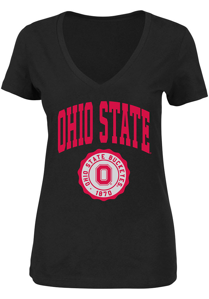 Ohio State Buckeyes Womens Black Arch Seal Short Sleeve T-Shirt