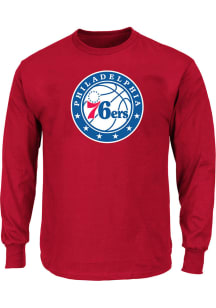 Philadelphia 76ers Mens Red Logo Big and Tall Long Sleeve T-Shirt