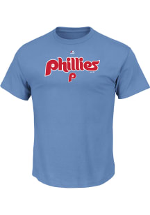 Philadelphia Phillies Mens Light Blue Wordmark Logo Big and Tall T-Shirt