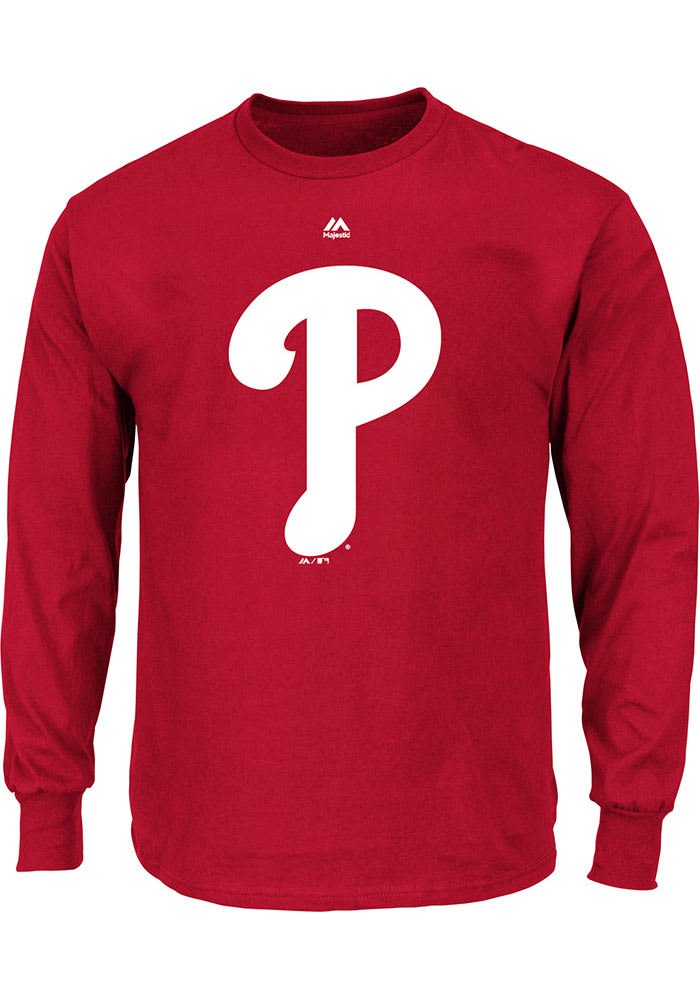 Philadelphia Phillies Mens Red Logo Big and Tall Long Sleeve T-Shirt