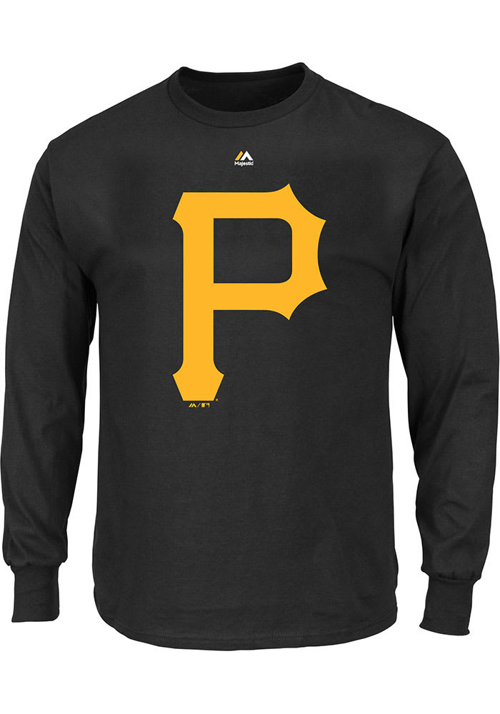Pittsburgh Pirates Mens Black Logo Big and Tall Long Sleeve T-Shirt