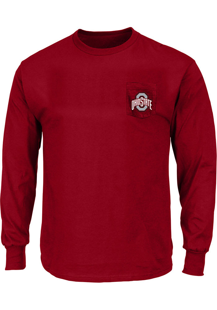 Ohio State Buckeyes Mens Red Pocket Big and Tall Long Sleeve T-Shirt