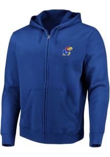 Kansas Jayhawks Mens Blue Contrast Big and Tall Zip Sweatshirt