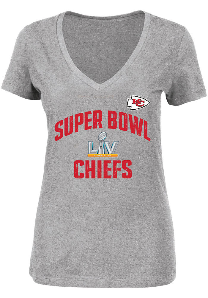 Kansas City Chiefs Womens Grey Super Bowl LV Replay Short Sleeve T-Shirt