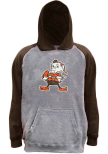 Cleveland Browns Mens Grey Raglan Big and Tall Hooded Sweatshirt