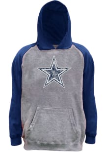 Dallas Cowboys Mens Grey Raglan Big and Tall Hooded Sweatshirt