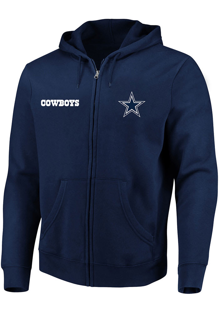 Dallas Cowboys Mens Navy Blue Team Big and Tall Zip Sweatshirt