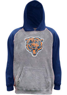 Chicago Bears Mens Grey Raglan Big and Tall Hooded Sweatshirt