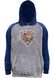 Chicago Bears Mens Grey Raglan Big and Tall Hooded Sweatshirt