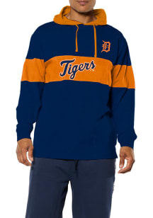 Detroit Tigers Mens Navy Blue Pieced Body Big and Tall Hooded Sweatshirt