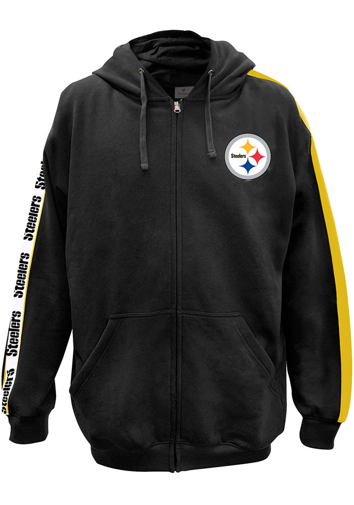 Pittsburgh Steelers Mens Black Primary LC Logo Big and Tall Zip Sweatshirt