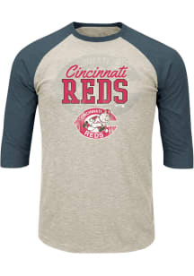 Cincinnati Reds Mens Oatmeal Raglan Big and Tall T-Shirt