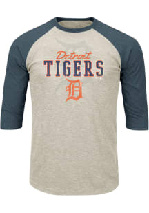 Detroit Tigers Mens Oatmeal Raglan Big and Tall T-Shirt