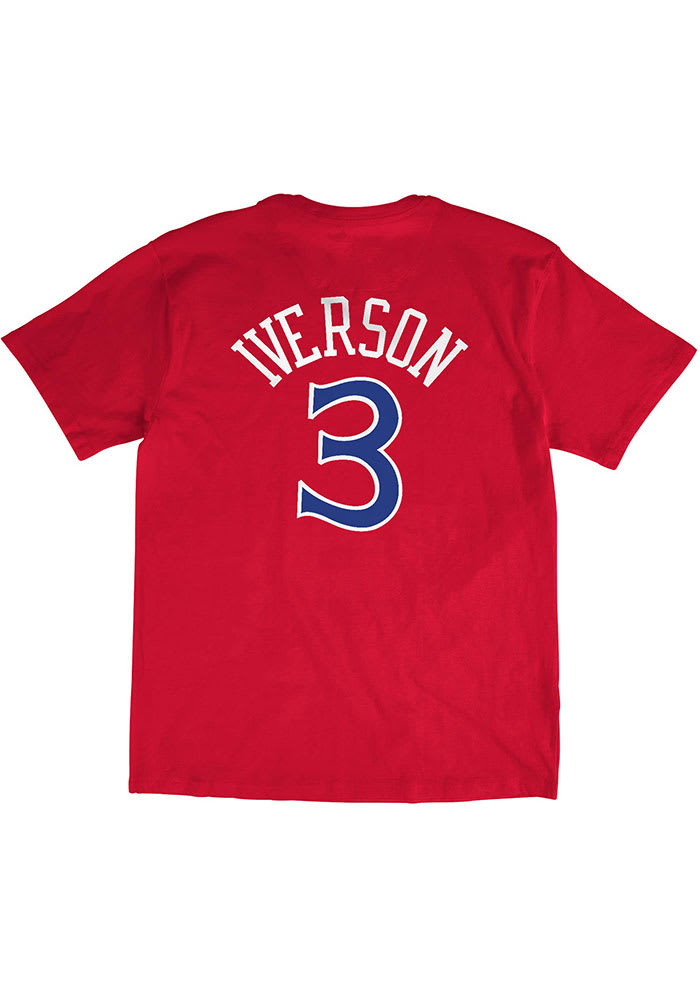 Allen Iverson Philadelphia 76ers Mens 2 Sided Big and Tall Player Tee - Red
