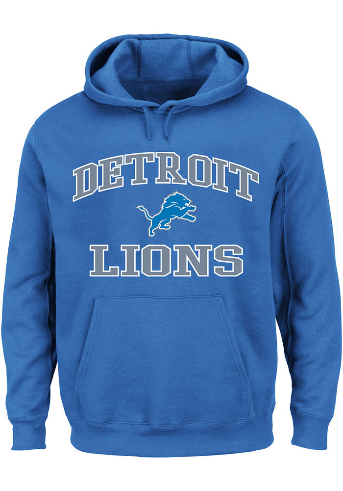 Detroit Lions Mens Heart And Soul BLUE Hoodie