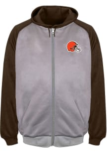 Cleveland Browns Mens Grey RAGLAN CONTRAST Big and Tall Zip Sweatshirt
