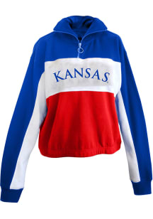Kansas Jayhawks Womens Crimson Colorblock + 1/4 Zip Pullover