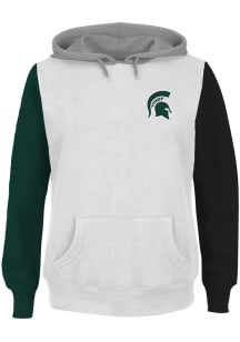 Michigan State Spartans Womens White Contrast Sleeve + Hooded Sweatshirt