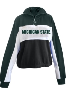 Michigan State Spartans Womens White Colorblock + 1/4 Zip Pullover