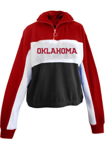 Oklahoma Sooners Womens White Colorblock + 1/4 Zip Pullover