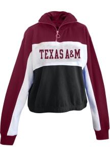 Texas A&amp;M Aggies Womens White Colorblock + 1/4 Zip Pullover