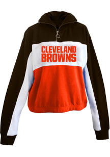 Cleveland Browns Womens Brown Colorblock 1/4 Zip Pullover