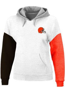 Cleveland Browns Womens White Colorblock Hooded Sweatshirt