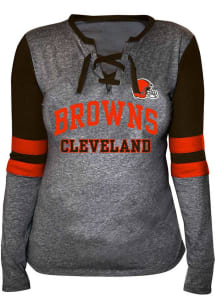 Cleveland Browns Womens Charcoal Contrast LS Tee