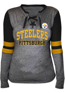 Pittsburgh Steelers Womens Charcoal Contrast LS Tee