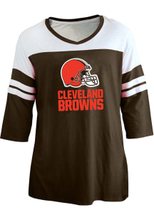 Cleveland Browns Womens Brown Striped LS Tee