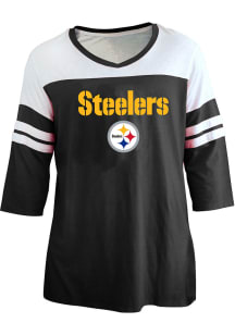 Pittsburgh Steelers Womens Black Striped LS Tee