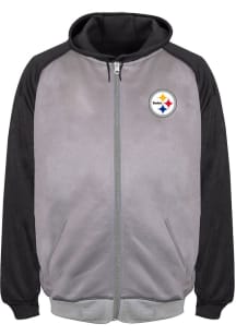 Pittsburgh Steelers Mens Black RAGLAN CONTRAST Big and Tall Zip Sweatshirt