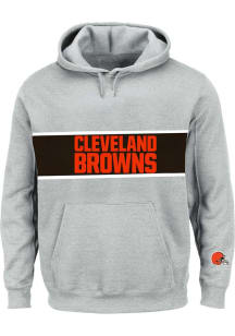 Cleveland Browns Mens Grey PIECED BODY Big and Tall Hooded Sweatshirt